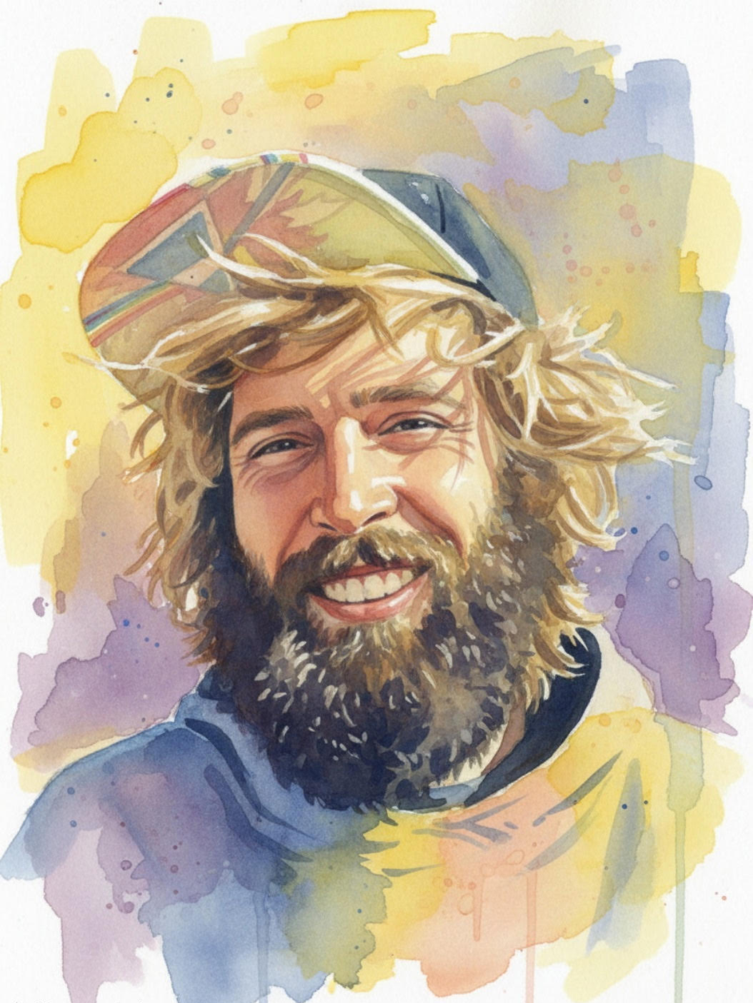 Watercolor-style portrait of John Fitzrobert Webb smiling